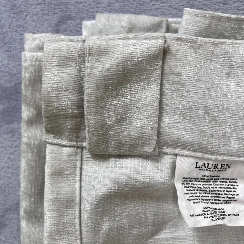 Lauren Ralph Lauren Home Silver Faux Curtain Panels Set‎ 2( 50x96) Textured Long